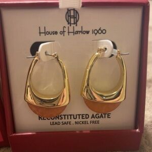 House of Harlow 1960 Gold and Peach Earrings